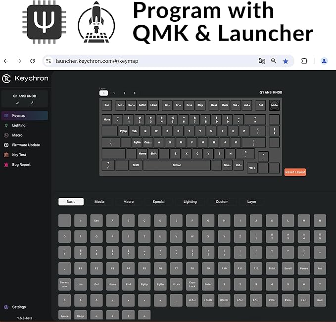 Keychron Q1 RGB Wired Custom Mechanical Keyboard, 75% Layout QMK/VIA Programmable Macro with Hot-swappable Gateron G Pro Blue Switch Double Gasket Compatible with Mac Windows Linux (Blue) -Version 2