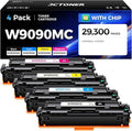 W9090MC High Capacity Toner Cartridge Set 4-Pack with Chip Replacement for HP W9090MC W9091MC W9092MC W9093MC Compatible with HP Color LaserJet Managed E45028dn MFP E47528f Printer Ink Copy Black Cyan