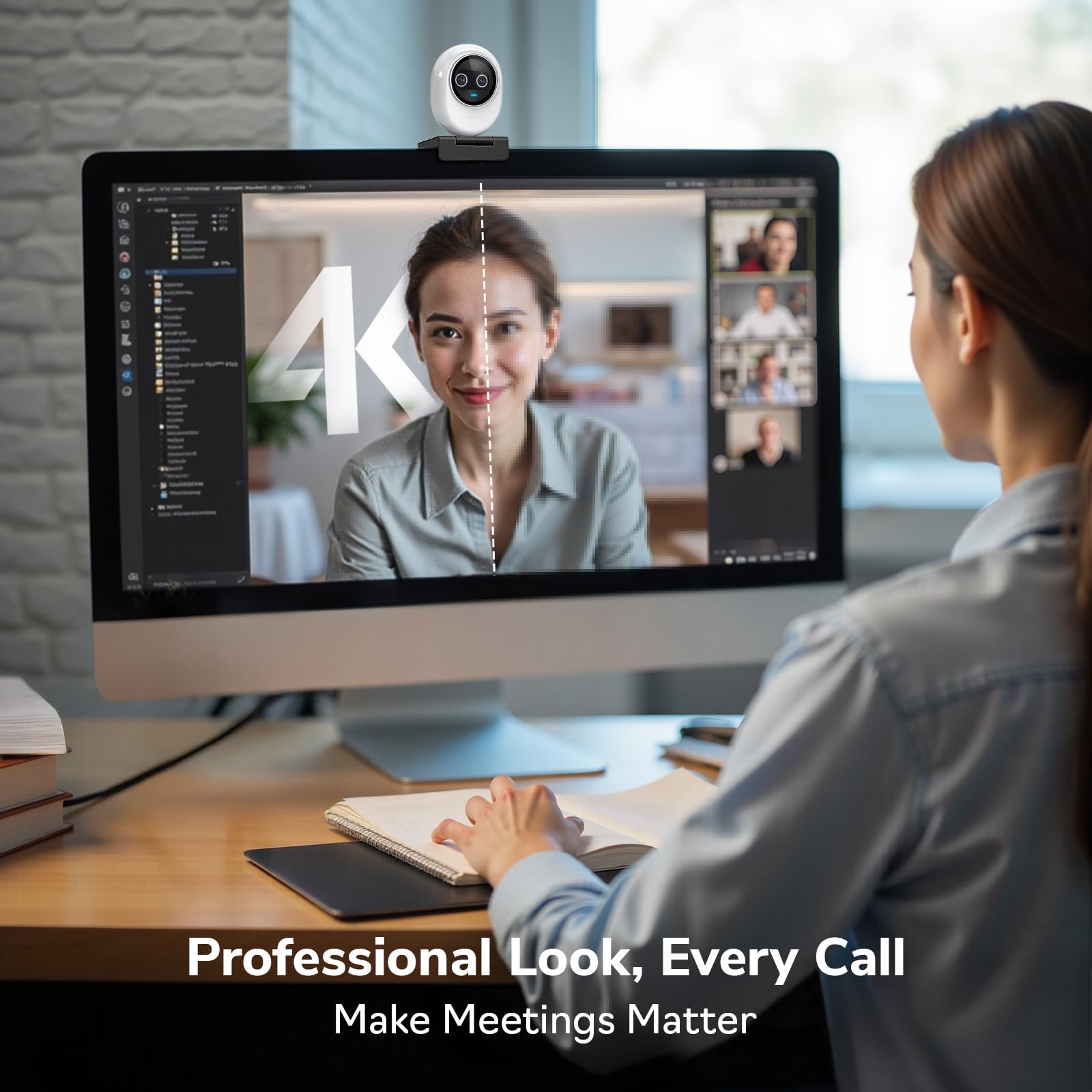 EMEET Piko+ (Piko Plus), World’s 1st Dual-Camera AI-Powered 4K Webcam, 1/2.55'' Sony Sensor, 3 Mics&3 Sound Modes, Panda Magnetic Privacy Cover, USB C-C&C-A, Ideal for Livestreamers & Content Creators