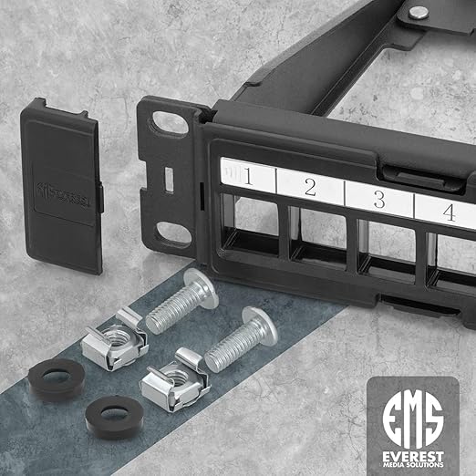 Everest 24 Port Keystone Patch Panel (10-Pack) - Removable 6-Port Panels - Use with Slim Profile Keystones ONLY (Wider Jacks May not fit Side by Side) - 8 Blank Keystone Jack Inserts Included