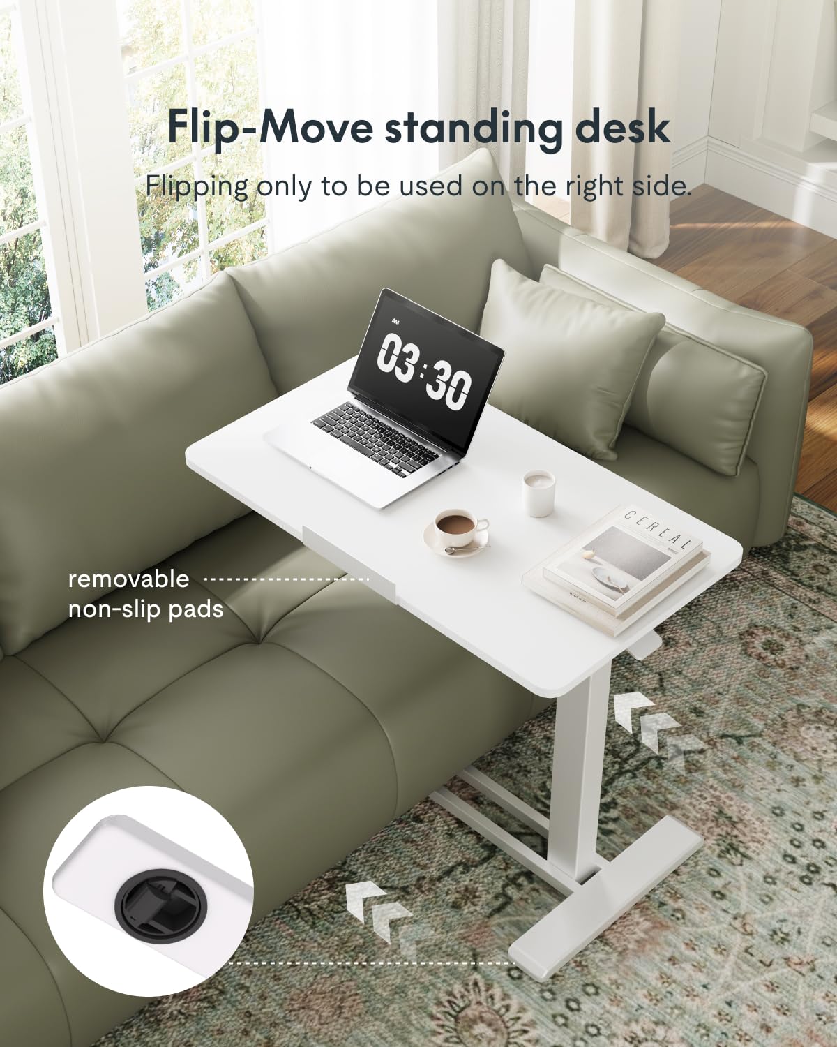 FLEXISPOT H7 PRO 90° Tiltable Mobile Overbed Table with Pneumatic Lift,28''