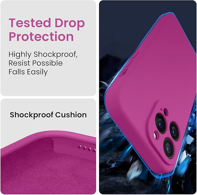 FireNova Designed for iPhone 13 Pro Case, Silicone Upgraded [Camera Protection] Phone Case with [2 Screen Protectors], Soft Anti-Scratch Microfiber Lining Inside, 6.1 inch, Shocking Pink