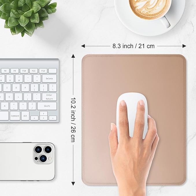 ITNRSIIET Mouse Pad Non-Slip Rubber Base Smooth Surface Stitched Edges Waterproof Durable Compatible with All Mice for Office & Gaming, Desk Accessory, 10.2x8.3x0.12 inch, Camel Gradient