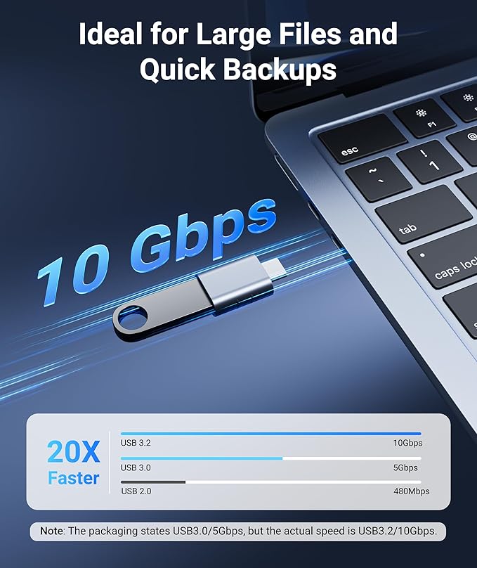 Syntech USB C Male to USB3 Female Adapter Compatible with iPhone 16 Pro Max iMac 2021, iPad Pro 2021, MacBook Pro 2020 / Air 2020 and Other Type C or Thunderbolt 3 Devices Blue, Pack of 2
