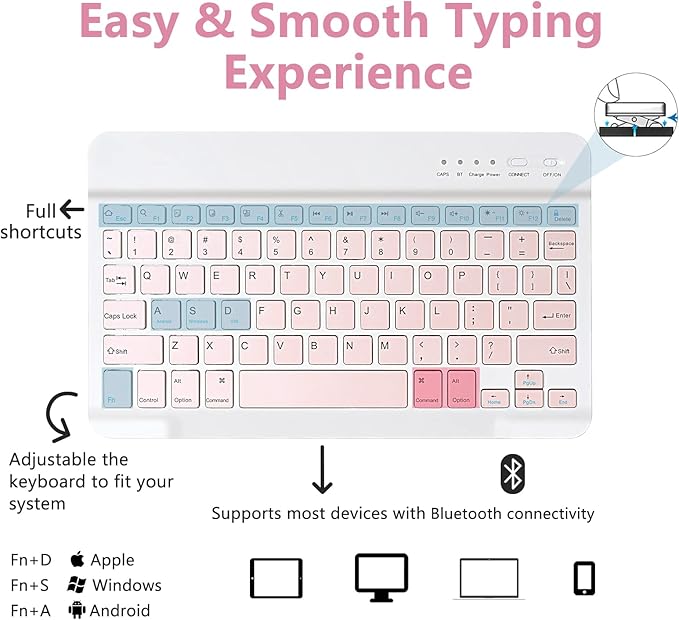 MMK iPad A16 Case (2025, 11"), iPad 10th Generation Case with Keyboard (2022, 10.9"), Wireless Detachable Keyboard, Pencil Holder-Watermelon Red