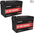 2 Packs 12V 300Ah Lithium LiFePO4 Battery,200A BMS 3840WH Rechargeable Lithium Iron Phosphate Battery 15000+ Deep Cycles for Solar Energy Storage,Backup Power,RV,Camping