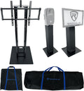 Rockville RTP33-TV Black Totem DJ Speaker/Lighting Stand, Detachable TV Mount, Adjustable Height, Stable Base, for DJs and Event Professionals