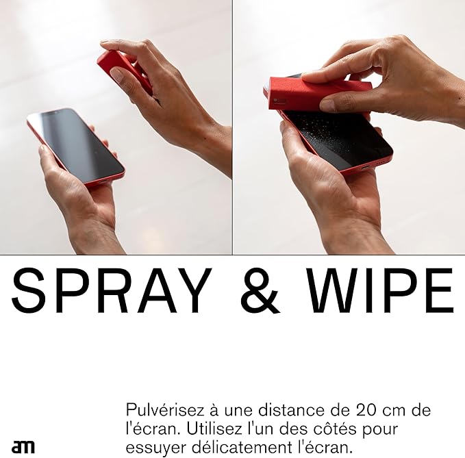 am Screen Cleaner Mist Spray with Microfiber Cloth Around – Alcohol-Free, Streak-Free Screen Cleaning Kit for Smartphones, Tablets, Laptops, Smart TVs & Car Screens, 1 Pack, Orange