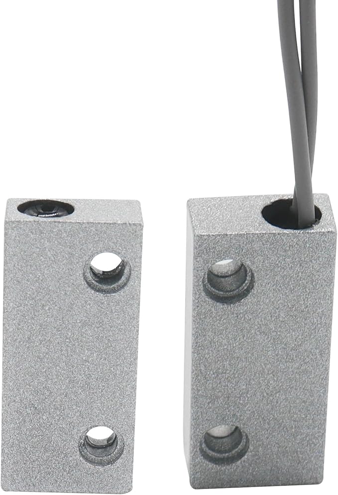 Magnetic Reed Switch Wired Surface Mount Normally Open/Closed NC/NO Contact Sensor Alarm Magnetic Door Switch with 3 Wires, Zinc Alloy Sliver, MC-52