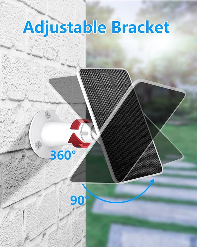 Solar Panel Charger Compatible with Eufycam 3/3C/2C/2C Pro/E40/E20/2/2 Pro/E/L20/L40/Solo/SoloCam Spotlight, 5W Solar Panel for Eufy Camera, Micro USB & USB-C Port, 9.8ft Cable, P65 Waterproof, 2 Pack