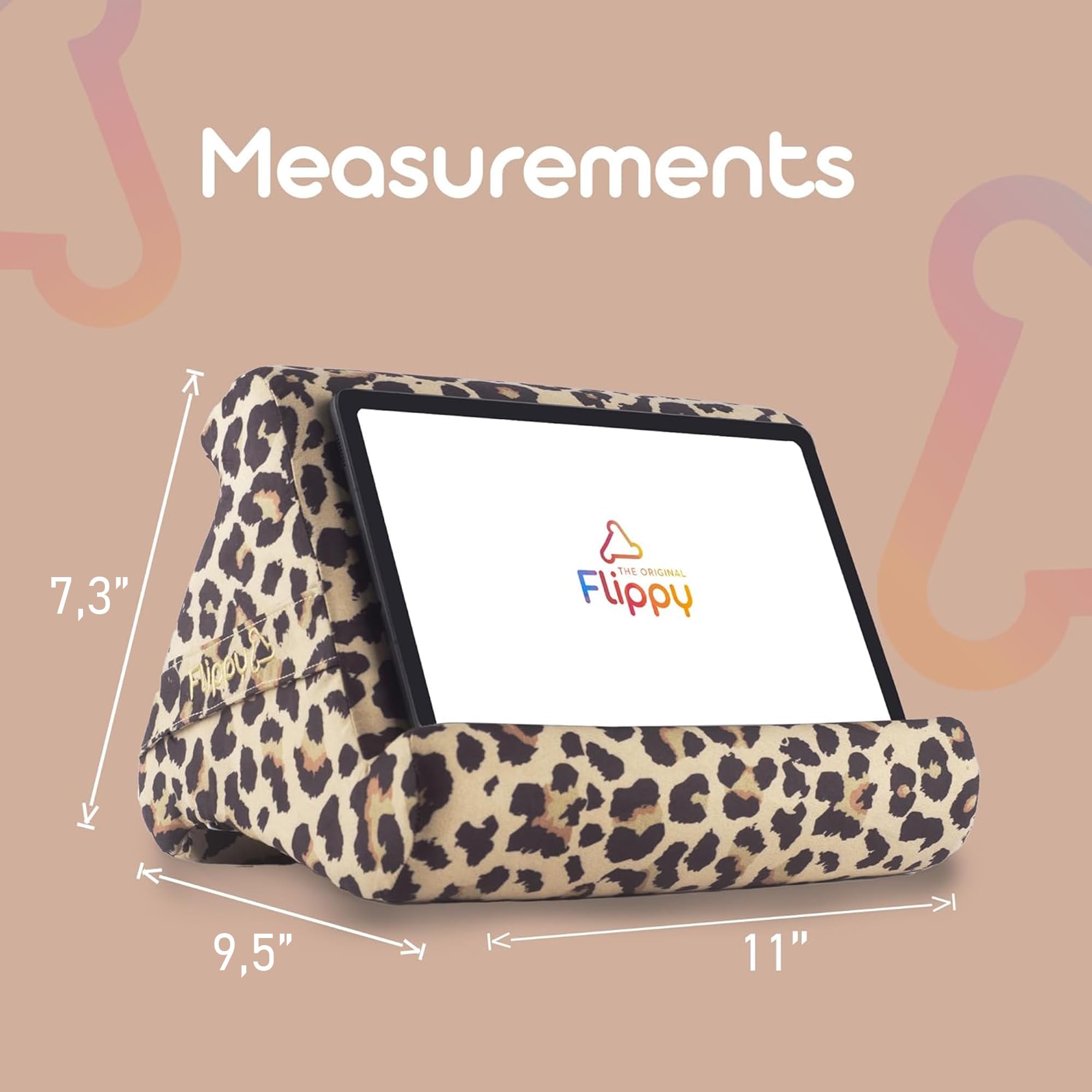 Flippy Original Tablet Pillow Stand & iPad Holder, Gift for Book Lovers & Readers, Multi-Angle Stand with Storage for Lap, Desk & Bed, Compatible with Kindle, Fire, iPad & Samsung, Def Leopard