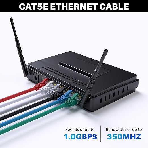 Cat5e Ethernet Cable 125 FT, Long Cat 5e Internet Cable, Black Snagless Patch Cord, Flexible, Network, LAN, PoE, Standard RJ45 Connector for PC, Server, Router, Modem, TV, PS5 - with 15 Cable Ties
