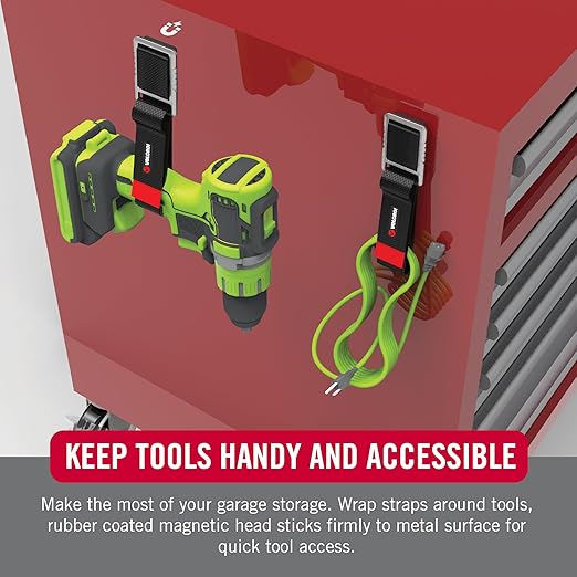 VELCRO Brand Heavy Duty Magnetic Storage Strap, Holds 15lbs, For Metal Surfaces such as Cabinets, Tool Boxes, Refrigerators and Shelves. Hang Tools, Extension Cords, Hoses, Large 24in x 1.25in
