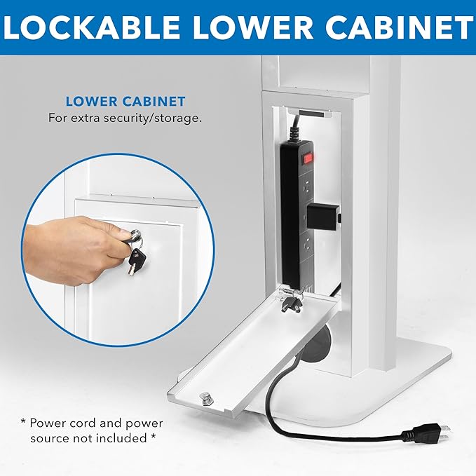 Mount-It! Anti-Theft Tablet Floor Stand, Commercial Tablet Floor Kiosk with Universal Enclosure, Locking Mount Stand for iPad Gen 7-10, Pro, Air, 10.2 inch, 10.9 Inch, White