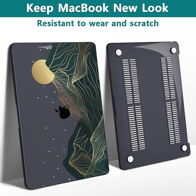Teryeefi for MacBook Air M1 13 inch Case 2018 2019 2020 (Model A2337 A2179 A1932) with Touch ID & Retina, Printing Hard Shell Case + Keyboard Cover + Screen Protector, Landscape