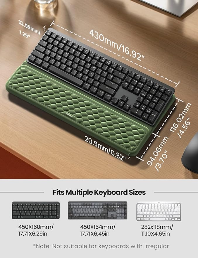 Vaydeer Wrist Rest with Keyboard Stand, Computer Wrist Support Pad, Ergonomic Keyboard Riser Holder Lifter Tray with Wrist Pad, Memory Foam Desk Cushion, Palm Hand Typing for Office Home School-Pink