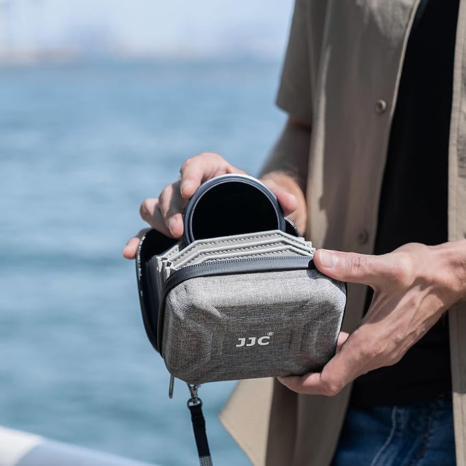 JJC Durable Lens Filter Pouch Case for 10 Circular Filters Up to 95mm 82mm, Dustproof & Water-Resistant Camera Lens Filter Storage Wallet for ND UV CPL Filter