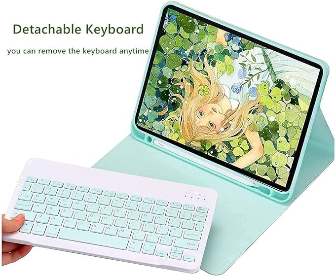 AnMengXinLing Lovely Keyboard Case for iPad 9th/8th/7th Generation with Mouse,Case for iPad9 iPad8 iPad7 10.2 inch with Pencil Holder and Deatachable Keyboard Mouse, New Pink