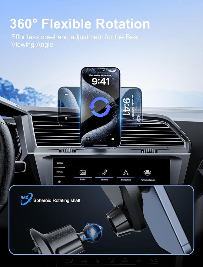TOPGO Socket Car Phone Mount, [Telescopic Shaped Hook, Stable, No Shaking] Grip Air Vent Car Phone Holder, Compatible with iPhone and All Smartphones with Socket Grip