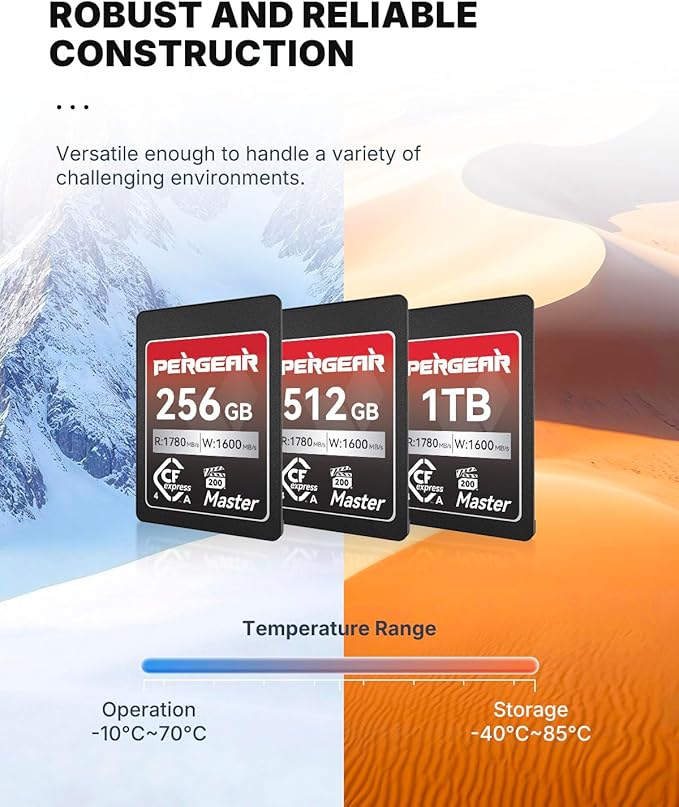 Pergear 512GB CFexpress 4.0 Type A Memory Card VPG200, Up to 1780MB/s Read Speed & 1600MB/s Write Speed for 4K 120P, 8K 30P Video Recording(Master Series), Compatible for Sony Alpha & FX Cameras