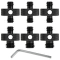 Rigych Camera Mount Screw 1/4" Male to 1/4" Male & 1/4" to 3/8" Tripod Screw Adapter with Hole 7 Pcs Set for Camera Tripod Mount Light Stand DSLR Equipped with Hex-L Key (Black)