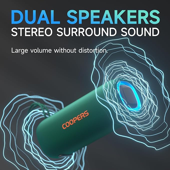 Portable Bluetooth Speaker, Wireless Bluetooth Speaker with Clear Loud Stereo Sound, IPX5 Waterproof Speakers with RGB Lights, BT5.3, Long Playtime, TWS Pairing for Home Outdoor Party Beach Travel