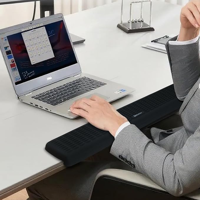 UnivoColors PostureUp L-Shaped Desk Long Wrist Rest Elbow, Non-Slip, Memory Foam, Desk Edge Support, Ergonomic Design for Long-Hour Work (23.6 * 3.9 inch One-Piece Design,Navy)