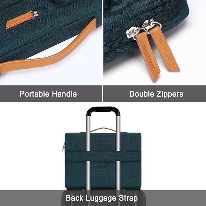 MOSISO 360 Protective Laptop Case 17.3 inch, 17-17.3 inch Laptop Sleeve Compatible with Dell, HP, Lenovo, Asus, Acer, Alienware, Side Open Carrying Case with 4 Zipper Pockets&Handle, Teal Green