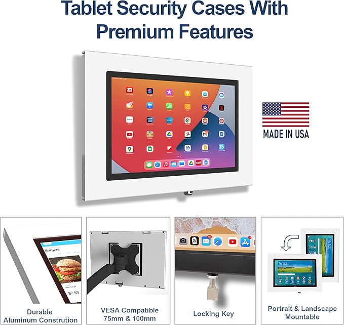 TABcare Locking Security Metal Case for Apple iPad Air 1/2 9.7" for Kiosk, POS, Store, Show Display (Black, iPad Air 1/2 9.7)