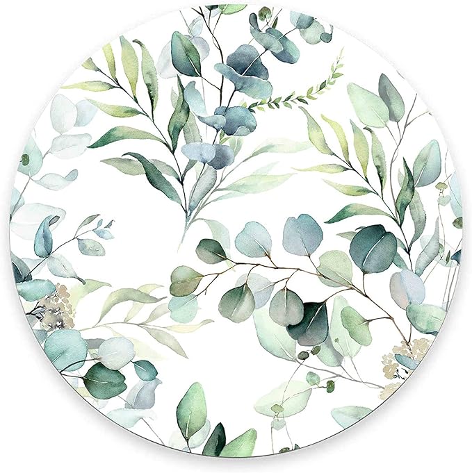 Mouse Pad, Cute Mousepad with Design, Round Grass Leaves Mat, Small Non-Slip Rubber Gaming Pads, Office Home Personalized Pad