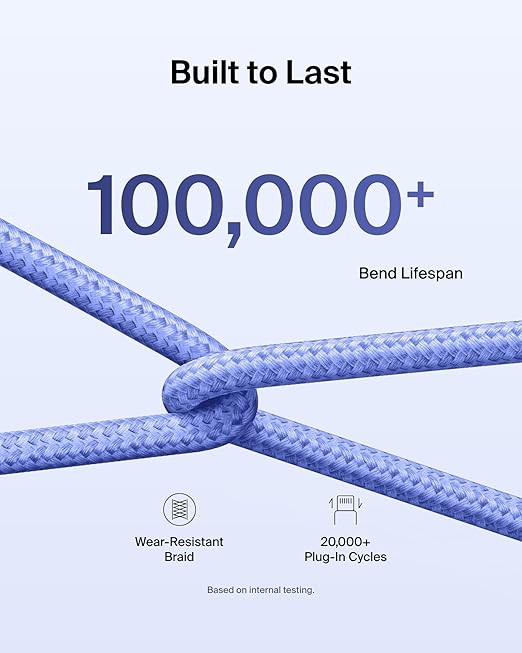 Belkin USB C to USB C Cable 2-Pack, 9.9ft, 60W - Type C Charger, iPhone Charger Cord, Soft, Braided, Flexible for iPhone 16, Galaxy S25, Pixel 9, Airpods, iPad Pro & More, Travel Essentials - Blue