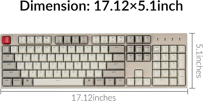 Keychron C2 Full Size Wired Mechanical Keyboard Compatible with Mac, Keychron Red Switch, 104 Keys ABS Retro Color Keycaps Gaming Keyboard for Windows, USB-C Type-C Braid Cable