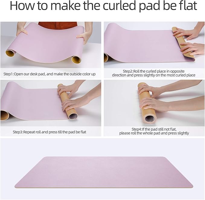 YSAGi Office Desk Pad, Desk Mat, 23.6" x 13.7" Waterproof PU Leather Desk Blotter, Dual-Sided Desk Writing Pad for Office and Home (23.6" x 13.7", Grayish Lavendar+Cinnamon Buff)