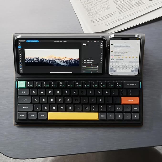 nuphy Air60 V2 Portable Wireless Keyboard 60% Low Profile Mechanical Keyboard Support QMK/VIA Compatible with Windows/mac OS/Linux Supports Bluetooth 5.1/2.4GHz/Wired (USB-C) Gateron Moss Switch