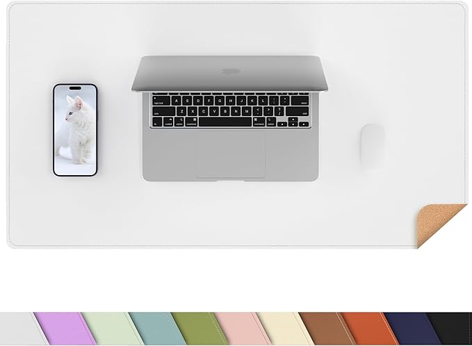 AFIING Leather Desk Pad Protector, Large Desk Mat with Natural Cork & PU Leather, Mouse Pad, Non-Slip, Waterproof Desk Writing Pad for Office and Home