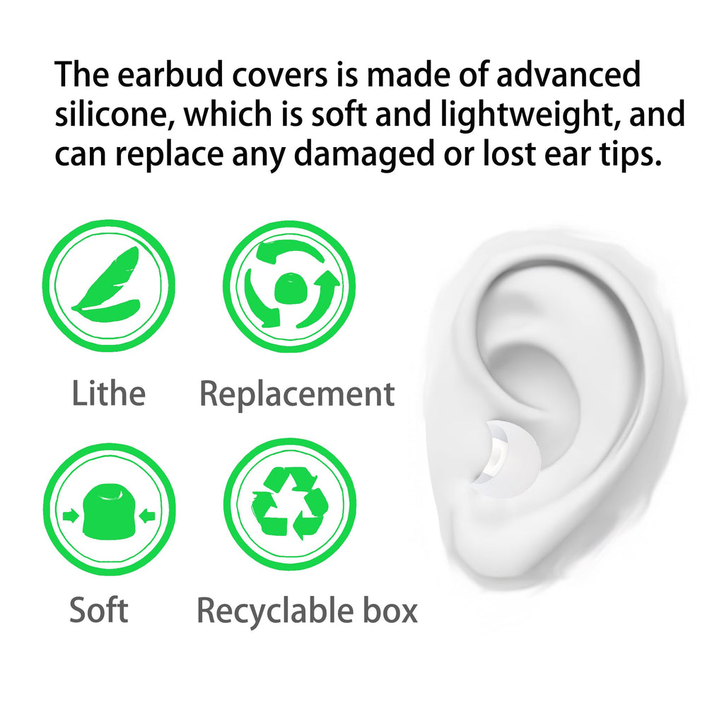 MQIMY Earbud Replacement Tips Silicone Earbud Tips Ear Bud Covers Fit Most in-Ear Earbuds(Inner Hole 3.8mm -5.1mm) Headphone Ear Tips 18 Pairs S M L
