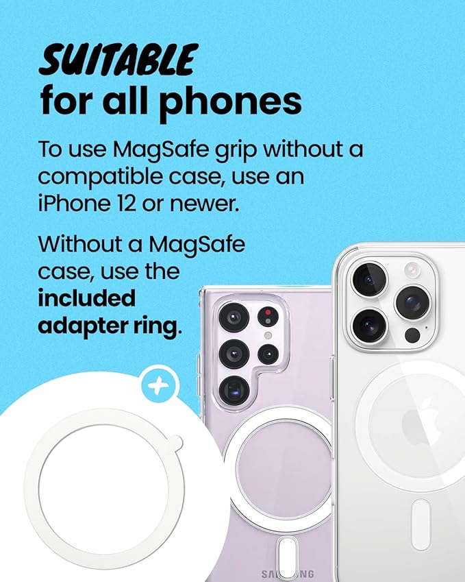 3 in 1 Magnetic Umbrella Sunshade Collapsible Expandable Phone Grip & Stand - Elegant Magsafe Compatible Phone Holder for Secure Grip and Hands-Free Viewing (Pink)