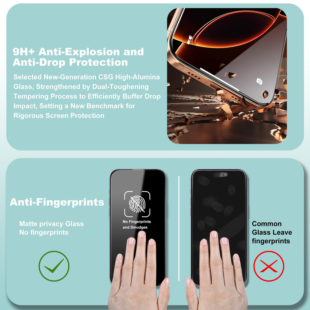 SHANG PIN JIA 2 Pack Tempered Glass Screen Protector for iPhone 17/16 Pro 6.3-Inch with Auto Dust Removal, No Bubbles, High Definition Clear, Easy Installation