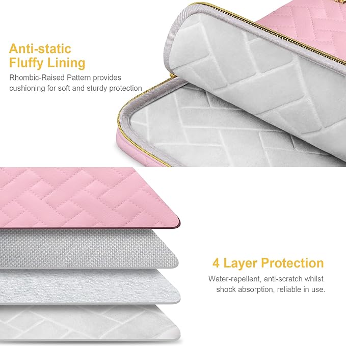 Lacdo Laptop Sleeve Case for 14 inch New MacBook Pro M4/M3/M2/M1 Chips Pro Max A3112 A3401 A3185 A2918 A2992 A2779 A2442 2024-2021, 13.8 inch Surface Laptop 7th Copilot+PC Computer Bag, Sakura Pink