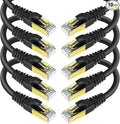 KASIMO CAT 8 Ethernet Cable 5 Feet, 10 Pack Black Shielded SFTP Internet Network Patch Cord, Heavy Duty High Speed LAN Cables w Gold Plated RJ45 Connector Professional for Router, Modem, Gaming