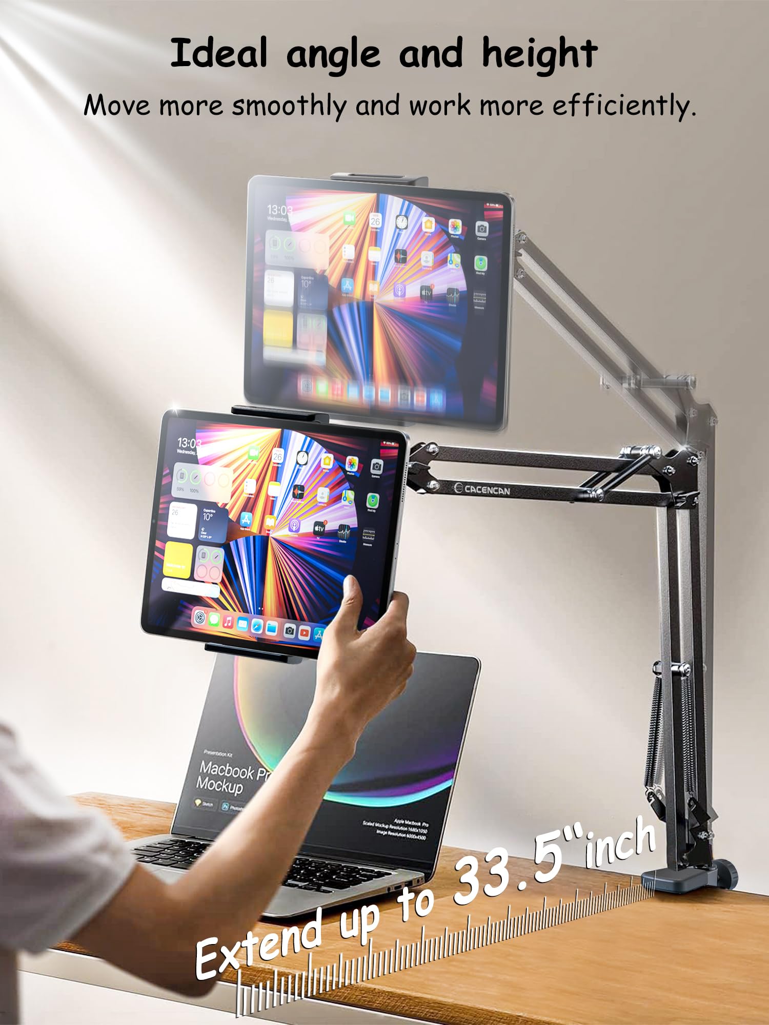 CACENCAN Foldable Tablet Stand, Tablet Stand Adjustable for Bed,Universal Flexible Tablet Holder with 360 Degree Rotation for iPad/iPhoneX/iPad Pro/N-Switch,or Other 4.5~12.9 Inches Devices