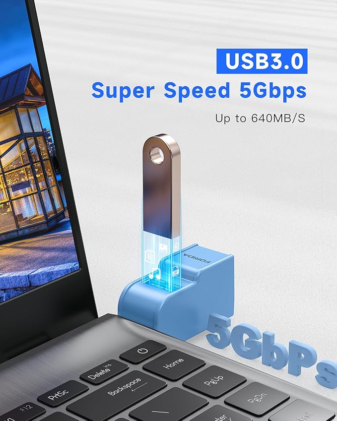 3 Ports USB 3.0 Adapter, USB Hub with 1 USB 3.0 and 2 USB 2.0 Port, Portable USB Port Splitter for Keyborad, Mobile Hard Disk, U Disk, Camera, Mouse,etc (Blue)