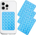 Silicone Suction Phone Case Mount 3 Pack, Silicon Adhesive Suction Cup Phone Mount, Non Slip Sticky Phone Grip for Cellphone, Strong Grip Holder for Selfies and Videos (Blue)