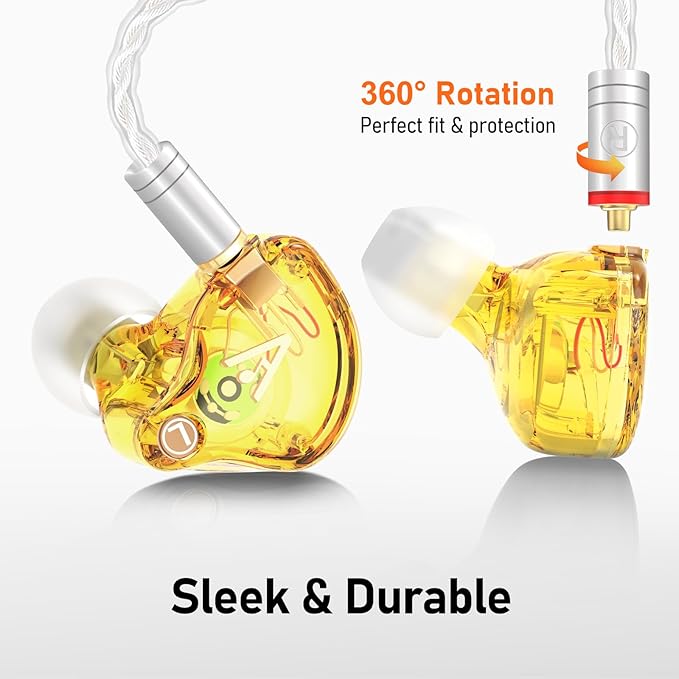 Vibes 202M Wired Earbuds - HiFi in Ear Monitor Headphones - Noise-Isolating Ear Buds w/ Mic - Clear Sound, Deep Bass & Comfort-Fit Gaming Earphones - MMCX to 3.5mm & Silver Plated Cord, Carrying Case