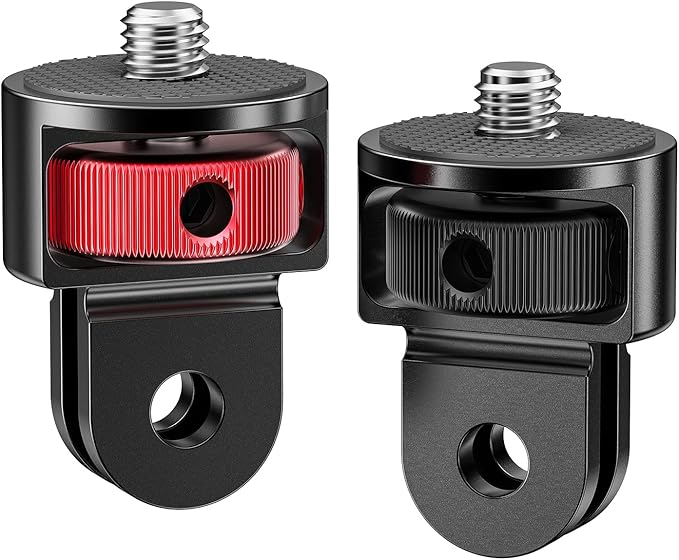 2 Pieces Camera Tripod Mount for Gopro Adapter 360°Adjustable Aluminum Alloy Conversion Adapter for GoPro Hero, Insta360, Sjcam Action Cameras and Other Standard 1/4 Accessories (GC-2)