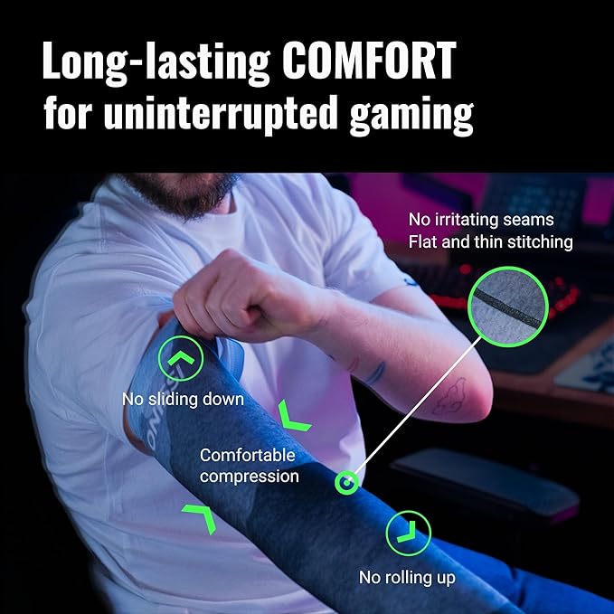 ONISSI Gaming Arm Sleeve for PC │Anti-Friction,Precision, Compression Gamer Sleeves for Mouse pad │Men or Women E-Sports Gift (Black Mountains, Medium)