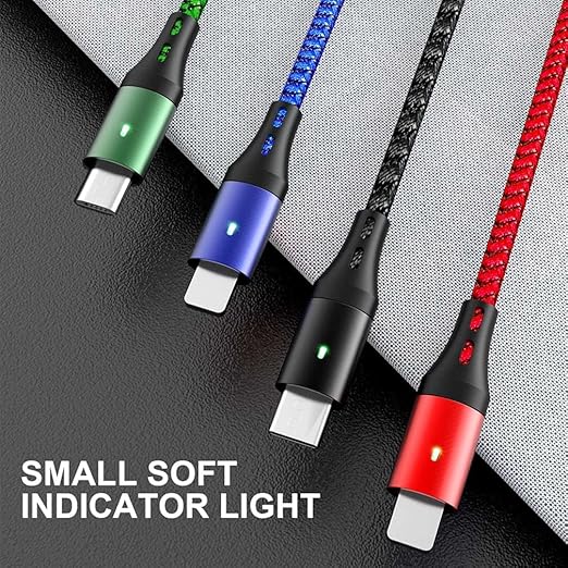5 in 1 Multi Charging Cable 3.5A, Multi Fast Charging Cord USB A/C to Type C/Micro USB/Lightning Universal Braided Charger Cable,Multi Charger for Cell Phones,iPhone,Galaxy (2, Black, 4Feet)