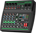 MW-6 black 6-Channel Professional DJ Audio Mixer Portable Controller Mixer with DSP 99 Preset Effects for Live Streaming, Podcasting, Home Party