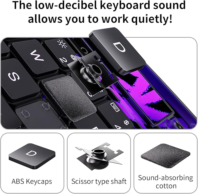 iPad Keyboard Case for 2024 M4 iPad Pro 13 inch, Magic Wireless Keyboard with Trackpad 7 Color Backlit, 360° Rotating Stand Transparent Protective Cover with Pencil Holder (Purple)