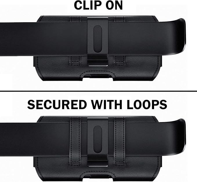 DeBin Case for Large iPhone Plus, Pro Max Cell Phones, Samsung Galaxy S24+ Plus 5G to S10+ Plus Smartphones – Cellphone Belt Holder Clip Holster Carry Pouch Man Women (Fits Phone with Case on) Black